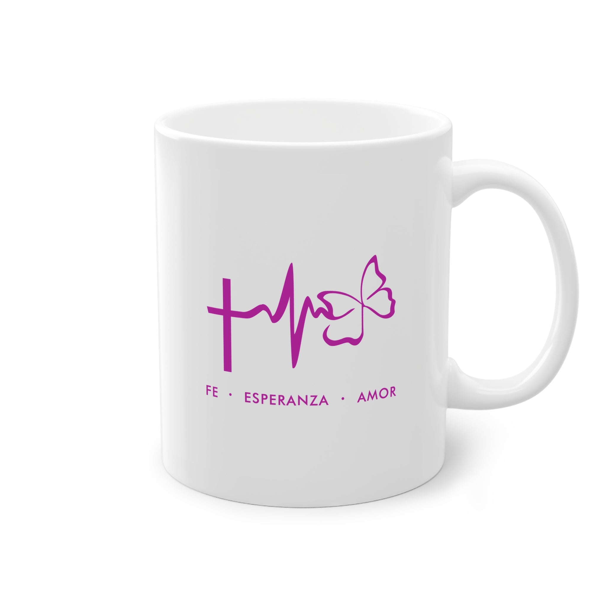 Taza temática cristiana Fe Esperanza Amor