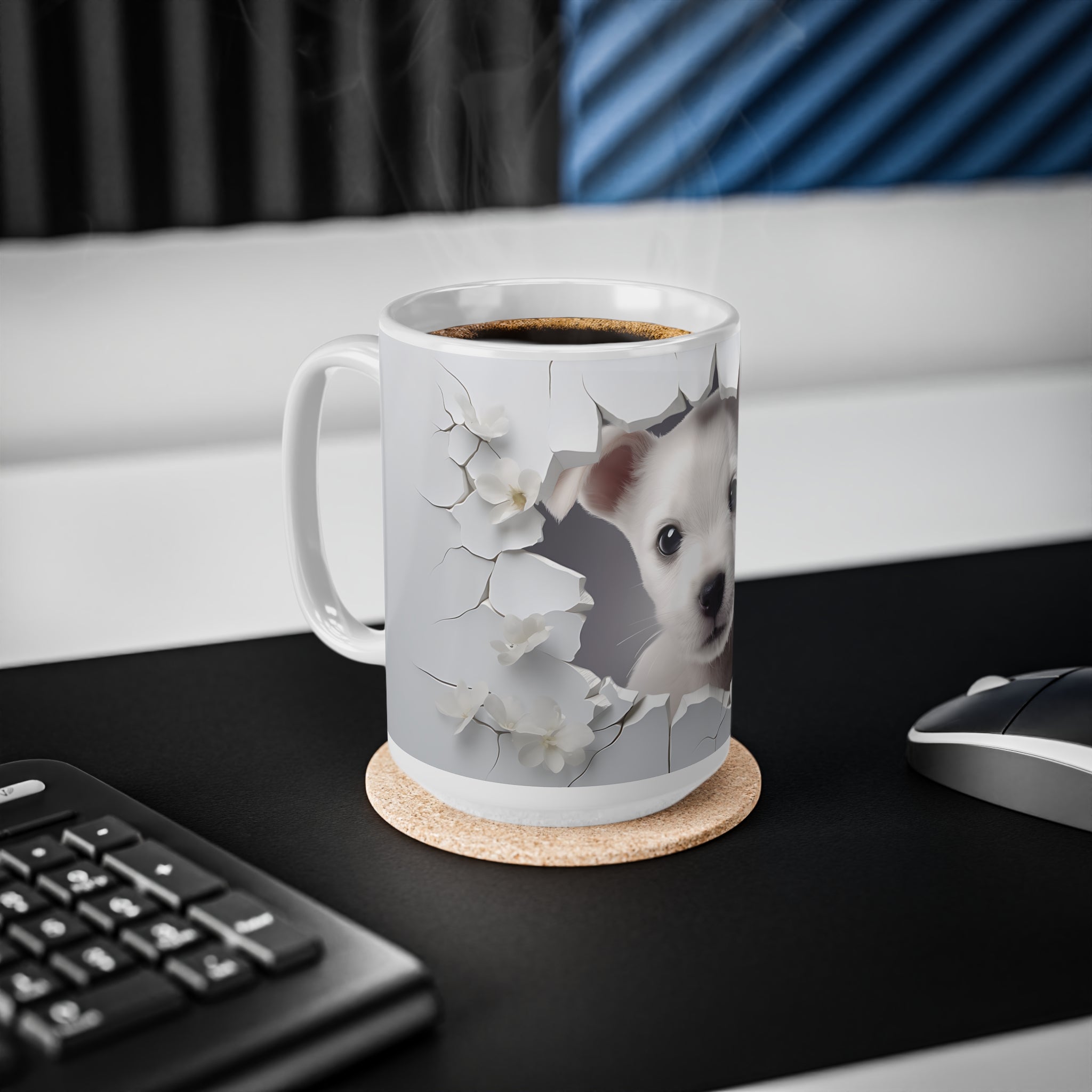 Taza de cerámica con diseño de perro 3D