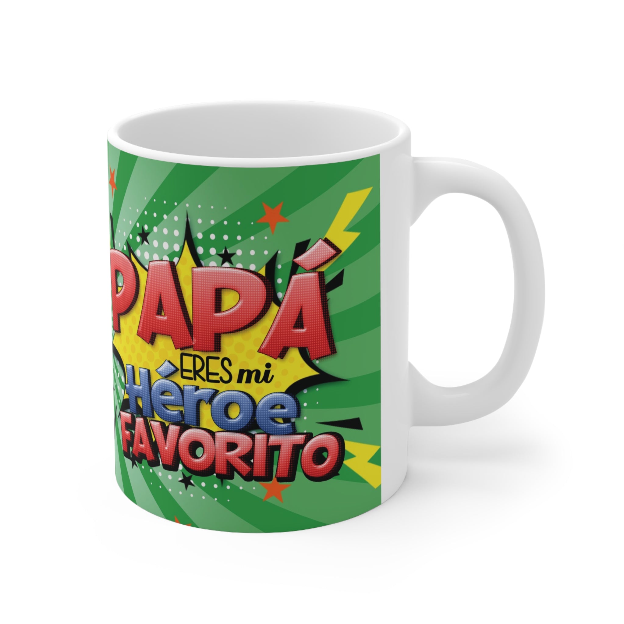 Taza de café - Taza con temática de Linterna Verde 'Papá, eres mi héroe favorito', 11 oz/15 oz