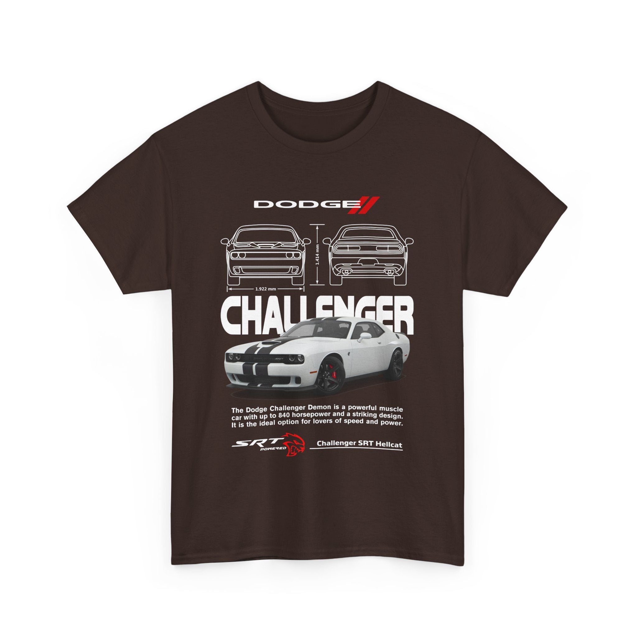 Camiseta  White Dodge Challenger Demon Coche. Unisex. Manga Corta